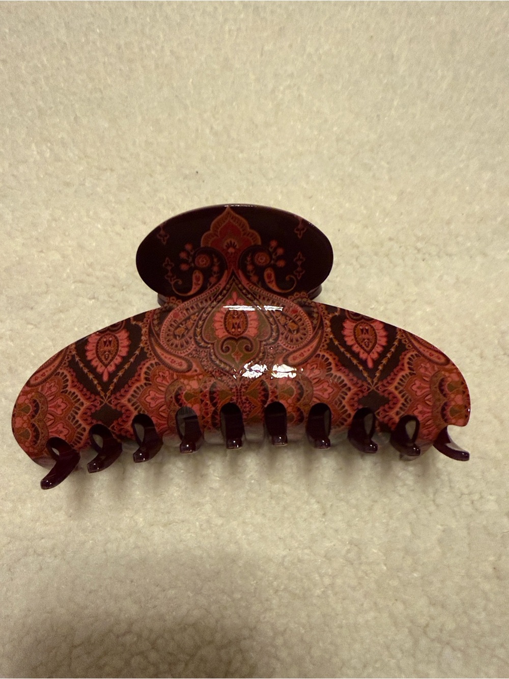 Johnny Was Red and Pink Paisley Hair Claw Clip